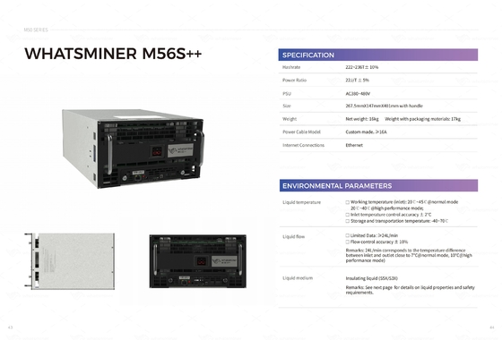 Hydro het Koelen MicroBT Whatsminer M56s 194t 222t M53s++ 22j/T Waterkoeling