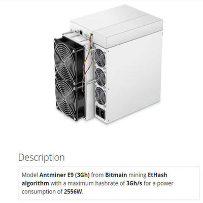 Van de rentabiliteitsethash ETH enz. van Bitmainasic Antminer E9 3Gh/S 2556W bitmain antminer e9 voordeligste asics