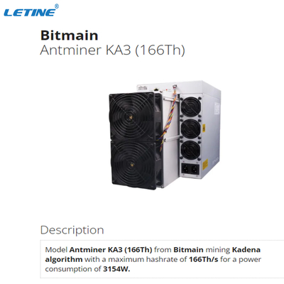 Machine van de Antminerka3 166Th Bitmain Mijnbouw 4 de Mijnwerker van Ventilatorskadena Asic
