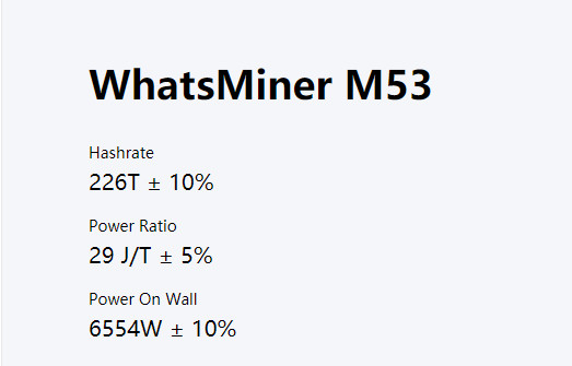 Whatsminerm53 Hydroasic Mijnwerker Water Cooling sha-256 Algoritmemijnwerker