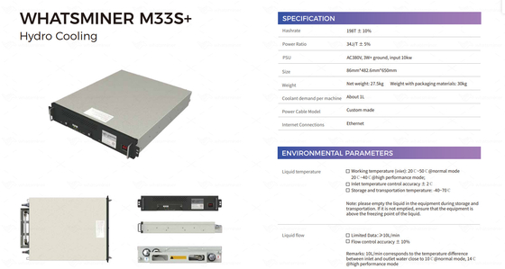 LETINE MicroBT Whatsminer M53 226T M33S+ 198T 34 de Hydro Koelmijnwerker van J/T