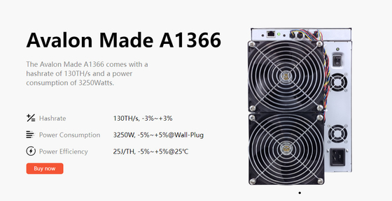 De Mijnbouwmachine Avalon A1366 130th 3250W sha-256 van BTC Bitcoin Hoge Hashrate