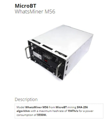 Hydro KoelWaterkoelingswhatsminer M56 188T 194T 212T BTC Bitcoin Asic Mijnwerker