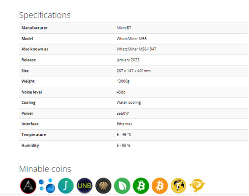 Hydro KoelWaterkoelingswhatsminer M56 188T 194T 212T BTC Bitcoin Asic Mijnwerker