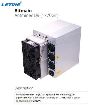 De nieuwe Krachtige Mijnwerker van de het Streepjemijnwerker D9 X11 Asic van Bitmain Antminer D9 1770G 2839W