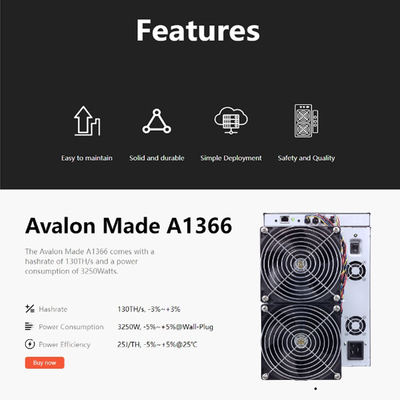 A1346 A1366 Canaan Avalon Miner 1346 de Mijnwerker With Power Supply van 110T Bitcoin