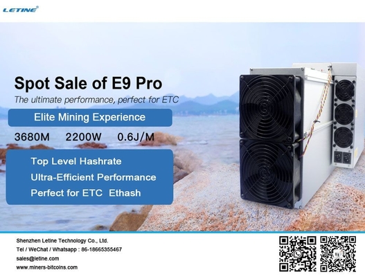 3780M 3680M 3580M Antminer E9 Pro 7GB Ram Hoge Hashrate 2200W ETC Mijnwerker