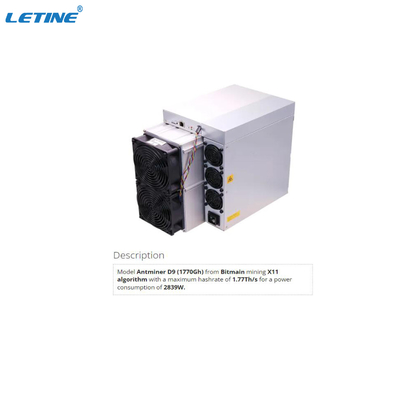 2839W Bitmain Asic Antminer D9 1770Gh van Bitmain-Mijnbouwx11 Algoritme