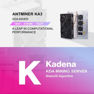Blockchain166t 3154W KDA Asic Mijnwerker Bitmain Antminer KA3 166th/S