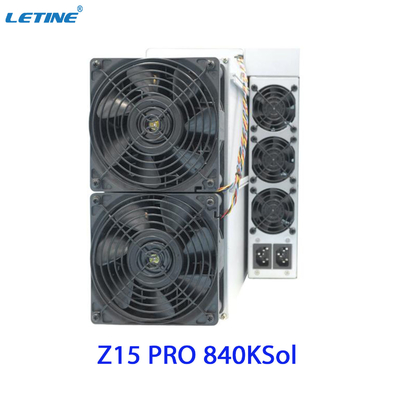 Antminer Z15 Pro van Bitmain-het algoritme van mijnbouwequihash met maximum hashrate van 840ksol/s-machtsconsumptie 2560W
