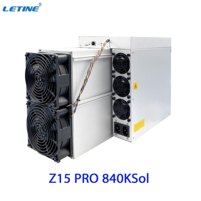 Antminer Z15 Pro van Bitmain-het algoritme van mijnbouwequihash met maximum hashrate van 840ksol/s-machtsconsumptie 2560W