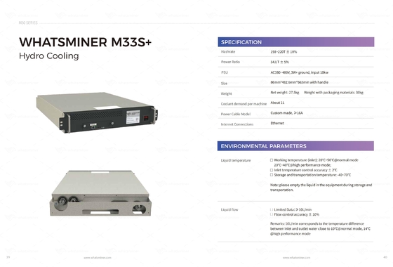 Het hydro Koelen MicroBT Whasminer M33s+ 218t 240t M53s++ 310t 328t