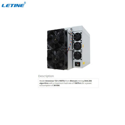 CE Bitmain Antminer T21 190Th SHA-256 Algorithme Bitcoin Mining Miner