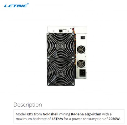 De Interface Ethernet van het Kadenaalgoritme achttiende 2250W Goldshell Antminer KD5 KDA