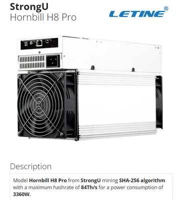 BTC vierentachtigste Strongu Hornbill H8 Pro sha-256 3360W 76db