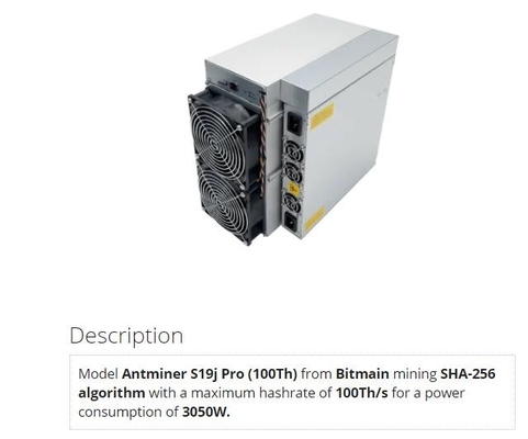 Pro 100Th Bitmain Asic BTC de Mijnbouwsha256 Mijnwerker S19 100Th/s van voorraadantminer S19j