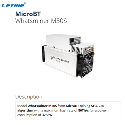 M30S MicroBT Whatsminer M31S+ 86Th/S sha-256 Algoritme 3268W M31S M32S M21S