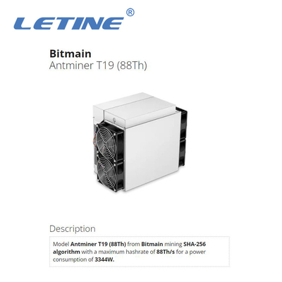 Hoge Winst sha-256 de Machine van de algoritmebtc Mijnbouw Gelijkaardige S19 van Bitmainasic Antminer T19 88T 3344W
