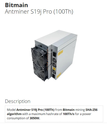 De mijnwerker S19J pro110t sha-256 BTC-mijnwerker antminer s19 pro104t 96T 95T van Bitmainaisc