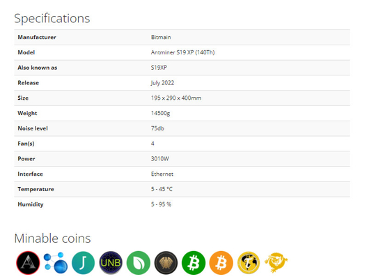 Letine 141Th 3010W Asic Bitmain Antminer S19 XP sha-256 Algoritme Bitmain Asic Antminer
