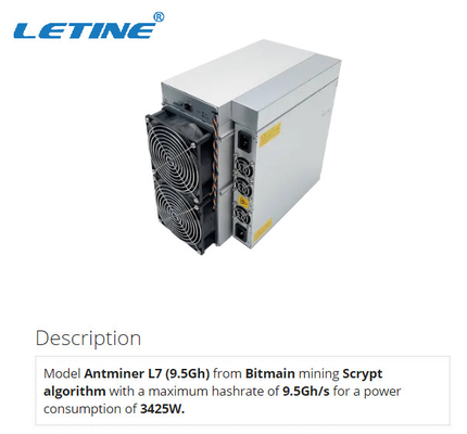 Nicehash9.5gh Antminer L7 Mijnwerker 3425W 75db voor Mijnbouw Dogecoin en LTC-Muntstuk