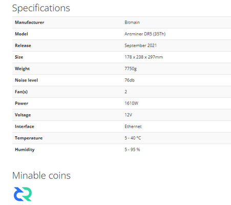 Machine van de het muntstukmijnbouw van verkoopasic Bitmain Antminer DR5 vijfendertigste de 34TH DCR DR5