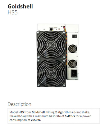 De Mijnwerker Blake 2B-Sia HNS 2650W van HS5 HS3 HSBOX Goldshell Asic