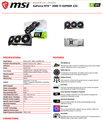 350W mijnwerker Graphic Card GeForce RTX 3080 Ti-GOKKEN X TRIO 12GB GDDR6X