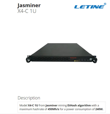 Jasminer x4-c 1U EtHash Asic Mijnwerker 450Mh 240W voor Huisidc Zaal Professionele Plaatsen