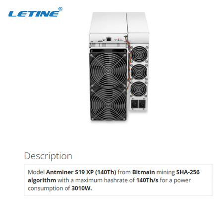 Hoge de Mijnbouwmachine Bitmain Antminer S19 XP 140Th SHA 256 Algoritme 3010W van Winstbitcoin
